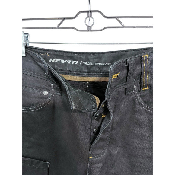 Rev'it NWOT Carnaby Straight Fit Biker Black Pants Size 28 Button Fly Pocket - Picture 3 of 6